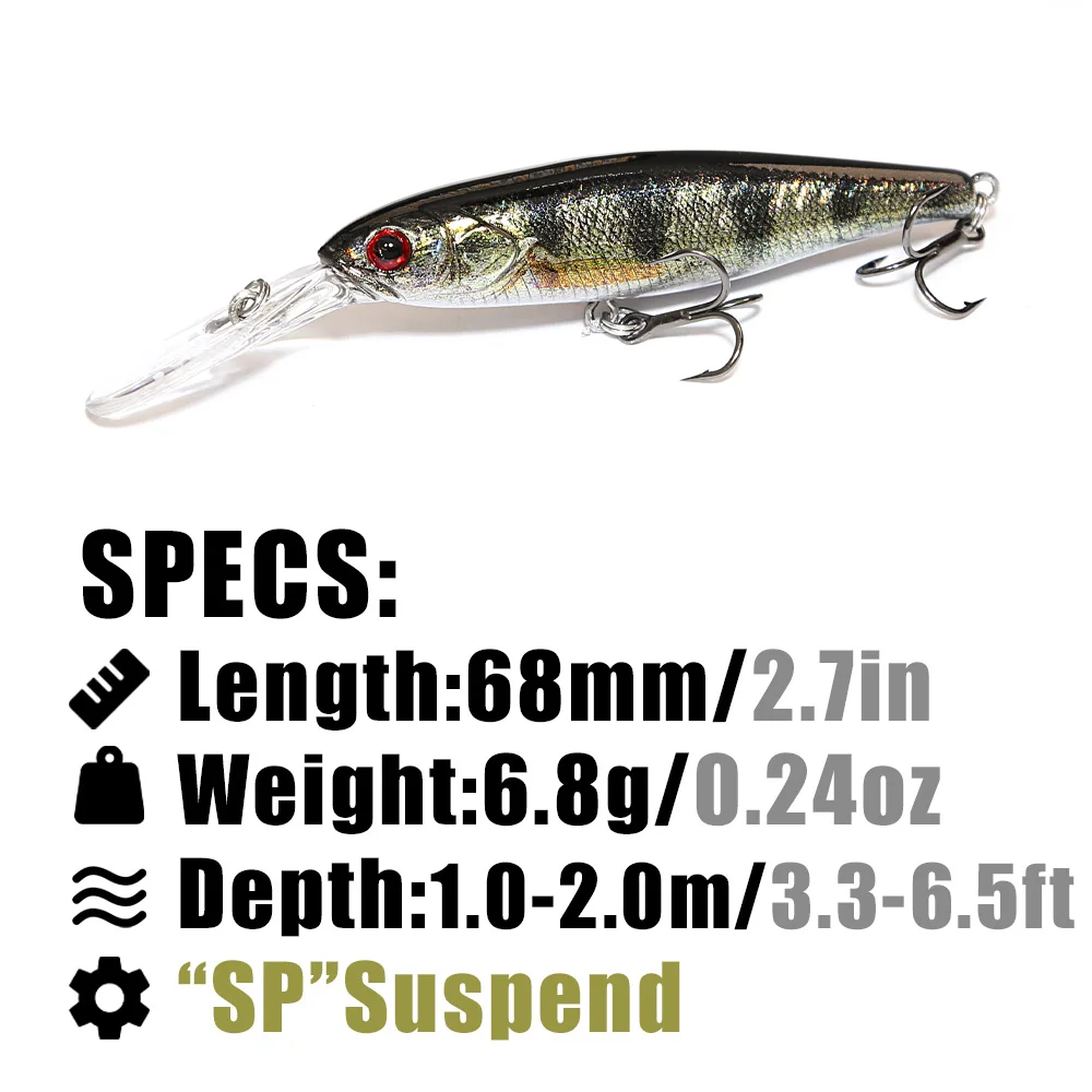 B & U 68mm Impressão 3D Shad S - Fishing Lure Jerkbait avaliação e preço
