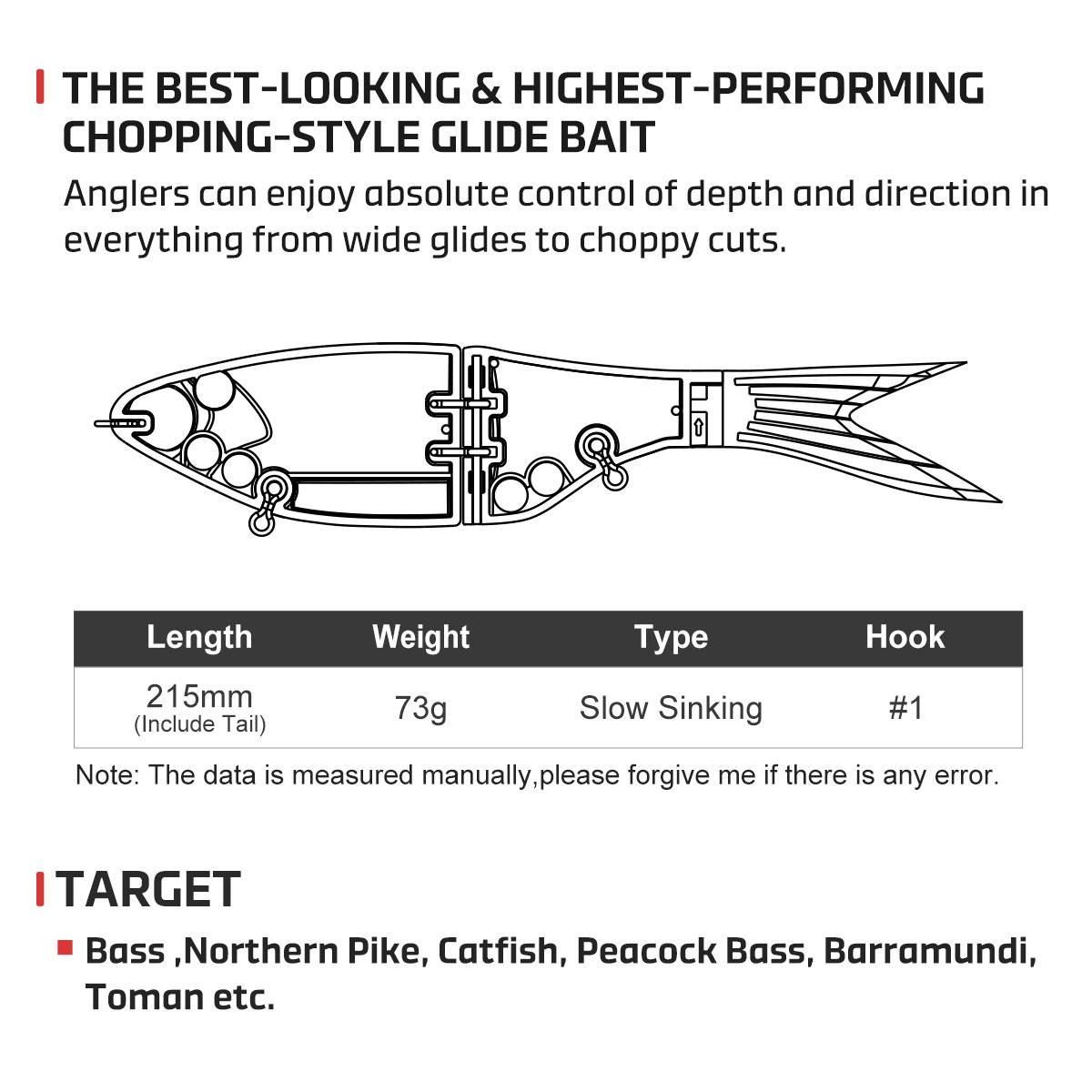 Noeby 215mm 73gAmata Glide Swi - Fishing Lure Swimbait avaliação e preço